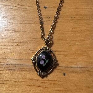 1928 Dainty Gold Tone Floral Pendant Necklace